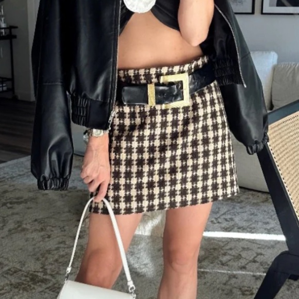 Normandie Brown Plaid Mini Skirt